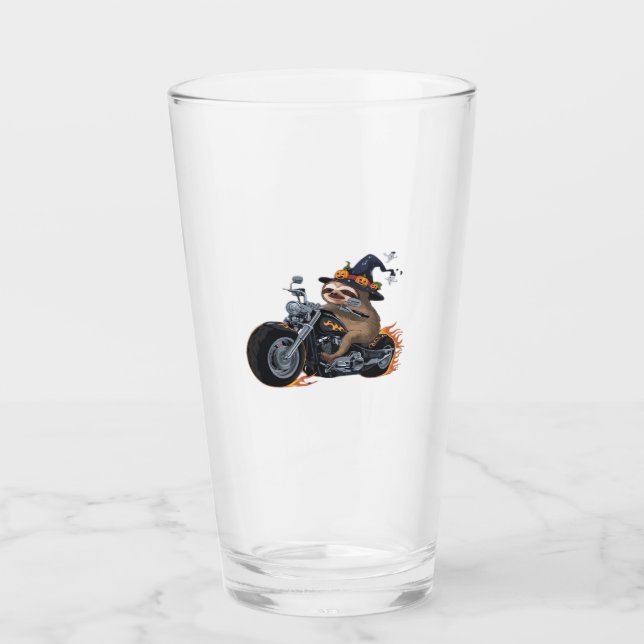 Spooky Sloth Motorrad-Ride Halloween Biker Fun C Glas (Vorderseite)