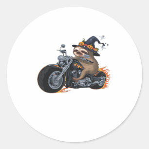 Spooky Sloth Motorrad-Ride Halloween Biker Fun C Runder Aufkleber