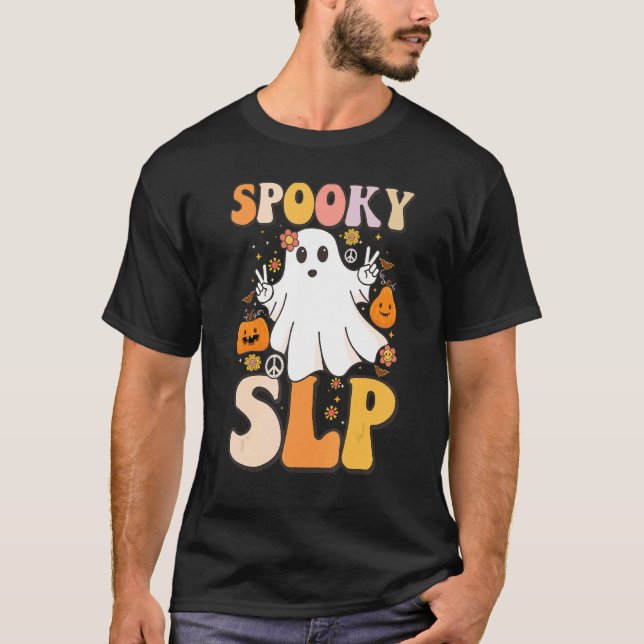 Spooky SLP Groovy Halloween Speech Pathol T-Shirt (Vorderseite)