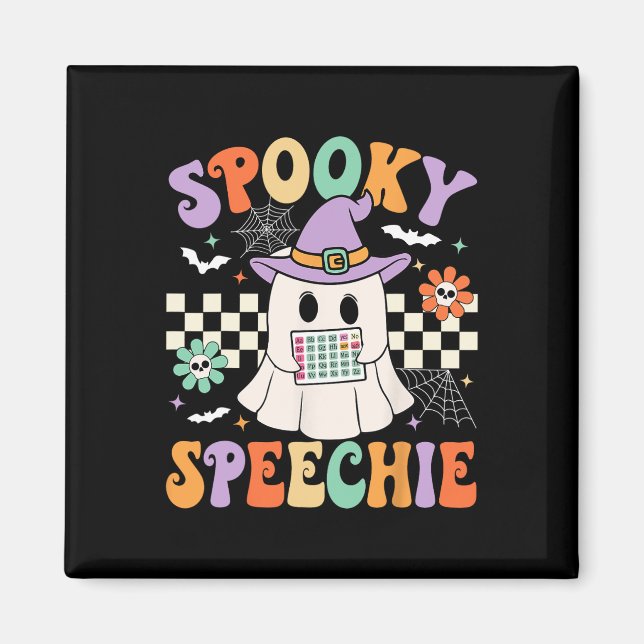 Spooky Speechie Speech Therapie Halloween Retro Sl Magnet (Vorne)