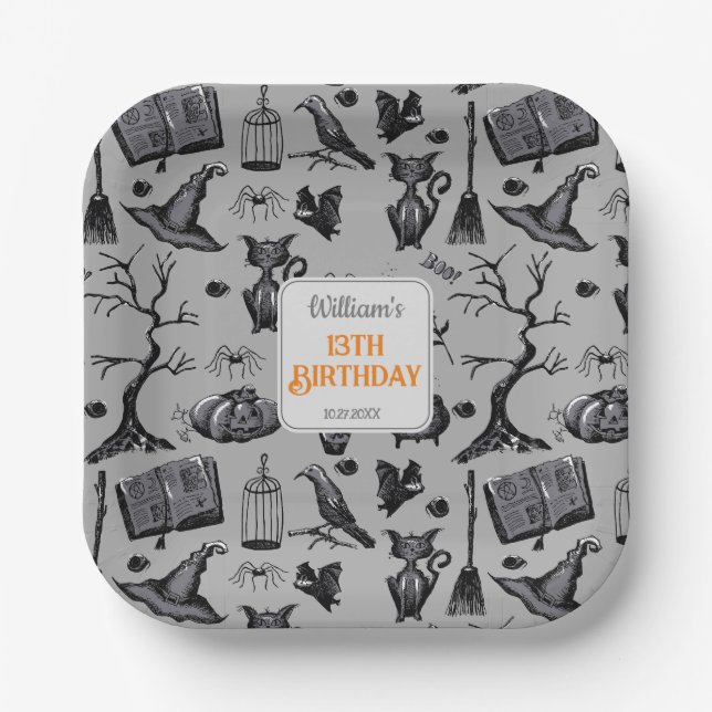 Spooky Spellband Halloween Geburtstagsparty Pappteller (Vorderseite)