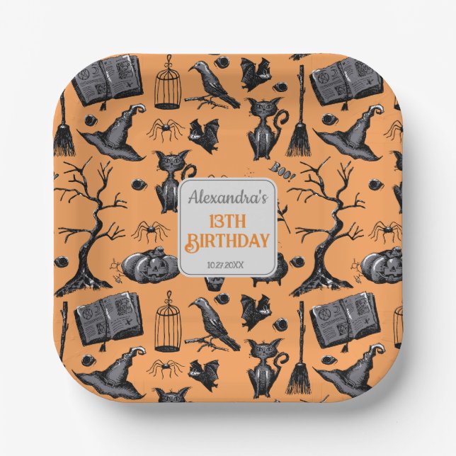 Spooky Spellband Halloween Geburtstagsparty Pappteller (Vorderseite)