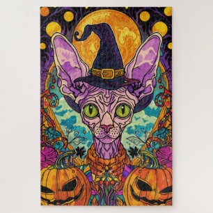 Spooky Sphynx Cat Halloween und Pumpkin Puzzle