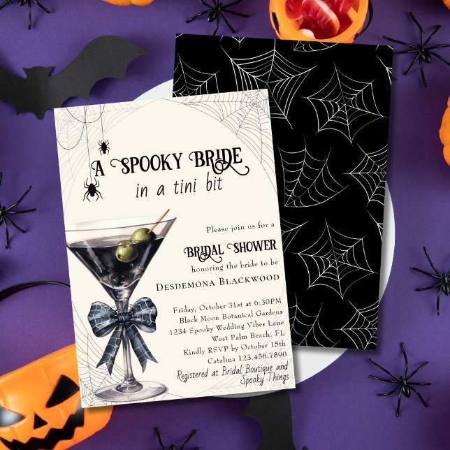 Spooky Spider Bow Martini Halloween Brautparty Einladung (Von Creator hochgeladen)