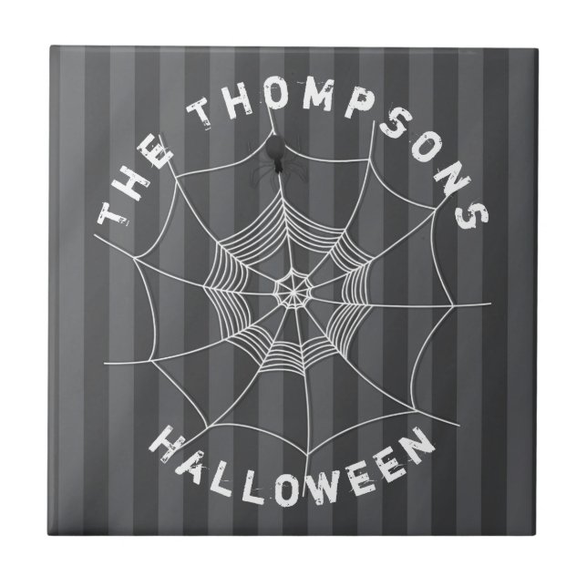Spooky Spider im Spider Web Fliese (Vorderseite)