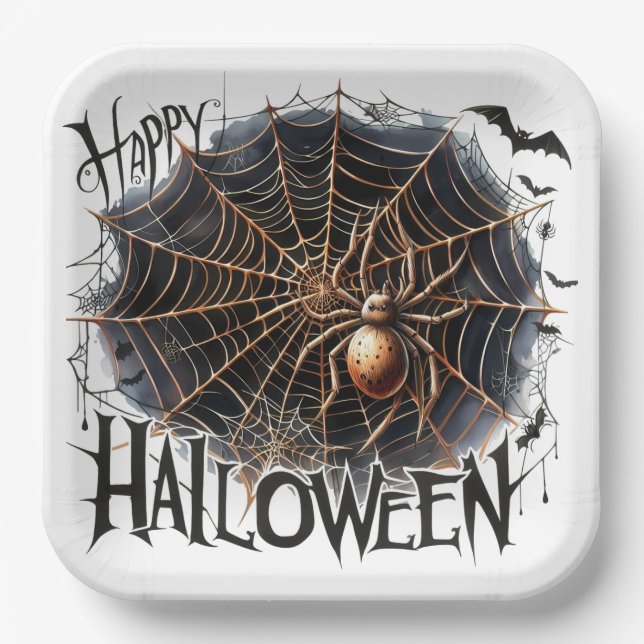 Spooky Spider Web Halloween Papierplatte Pappteller (Vorderseite)