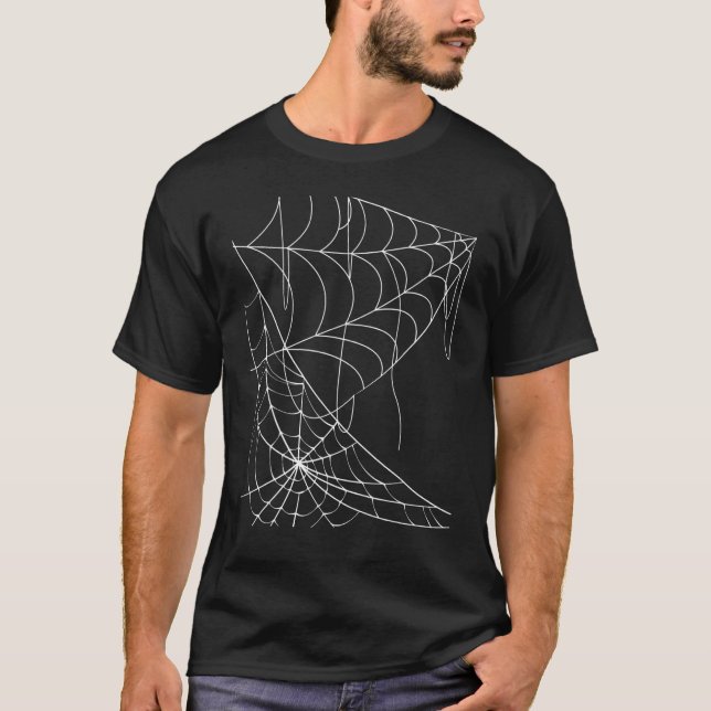 Spooky Spider Web Pattern Halloween Vibes Black Co T-Shirt (Vorderseite)