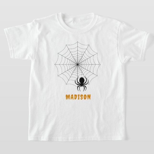 Spooky Spider & Web Personalisiertes Halloween T-Shirt (Ablage )