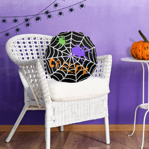 Spooky Spider Web Round Pillow Rundes Kissen