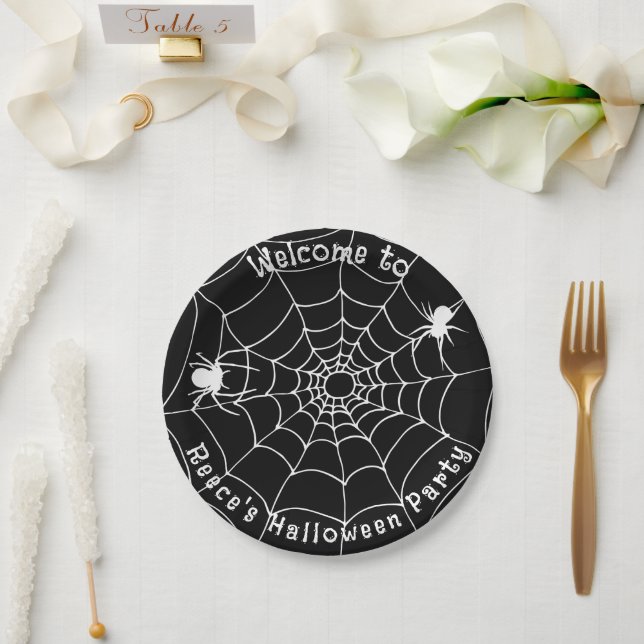 Spooky Spiders und Cobwebes Halloween-Party Pappteller (Hochzeit)