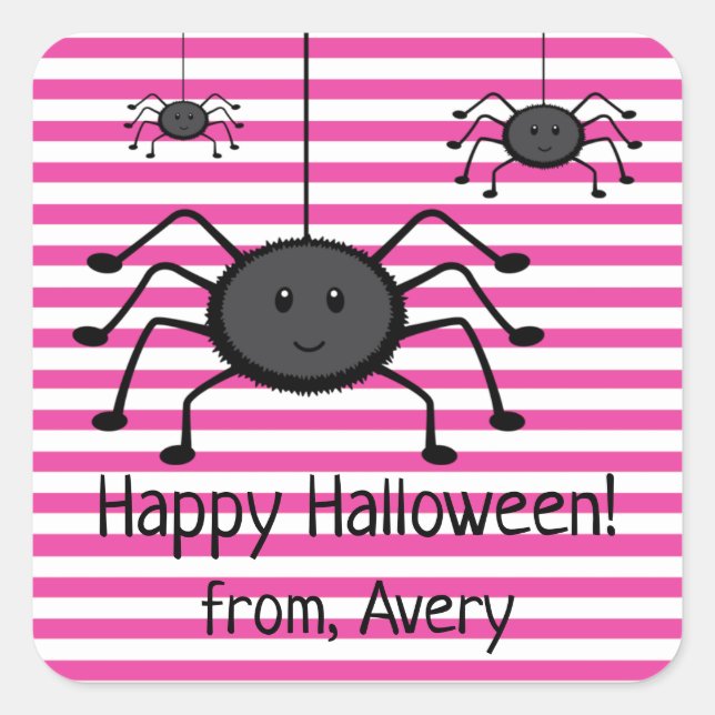 Spooky Spinnen Rosa Streifen Halloween Sticker (Vorderseite)
