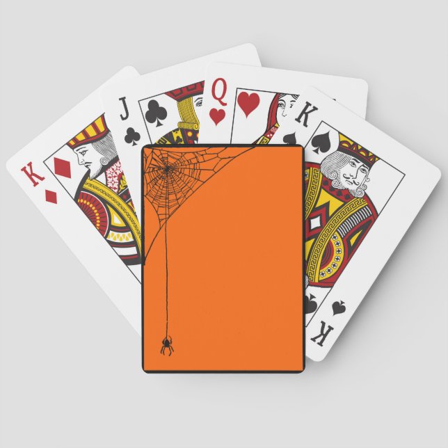 Spooky Spinnennetze Orange und Schwarz Spielkarten (Rückseite)