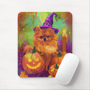 Spooky Spitz Halloween Hexe und Kürbis Mousepad