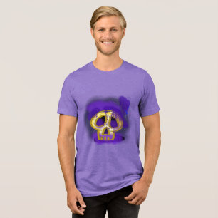 Spooky Spray Paint Skull Graphic T-Shirt Tri-Blend Shirt