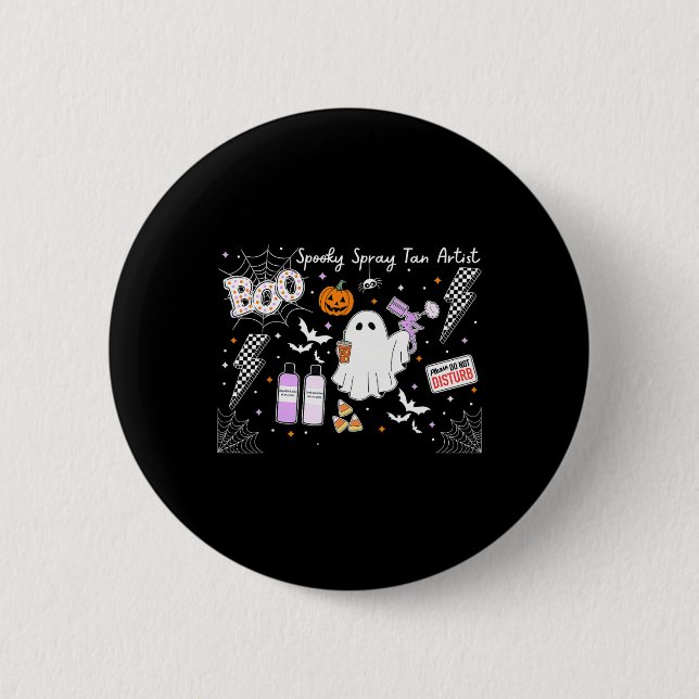 Spooky Spray Tan Artist Ghost Halloween Bräunen Button (Vorderseite)