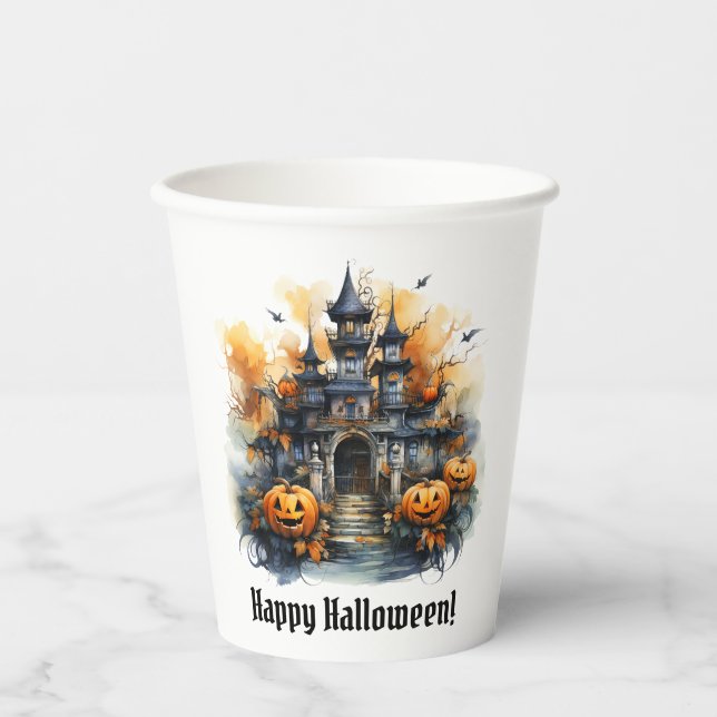 Spooky Spuk Castle Halloween Paper Cup Pappbecher (Vorderseite)