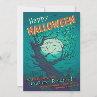 Spooky Spuk Forest Halloween Geburtstag Einladung