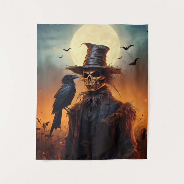Spooky Spuk Halloween Scare Crow Wandteppich (Vorderseite)