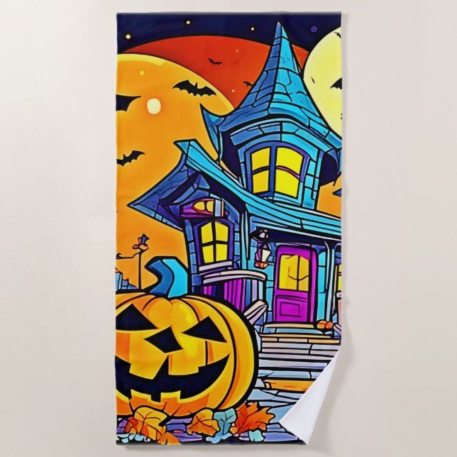 Spooky Spuk House Artwork Strandtuch (Vorderseite)