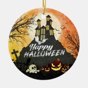 Spooky Spuk House Costume Night Sky Halloween Keramik Ornament