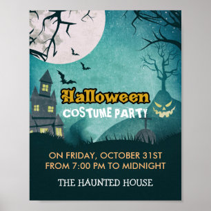 Spooky Spuk House Costume Night Sky Halloween Poster