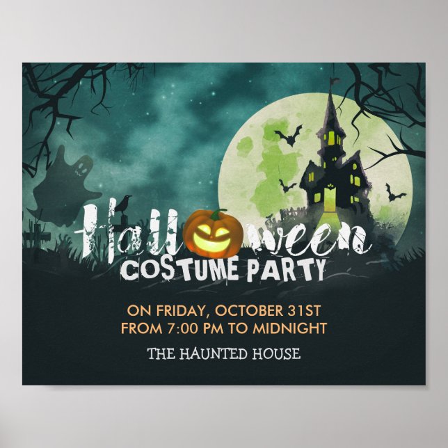 Spooky Spuk House Costume Night Sky Halloween Poster (Vorne)