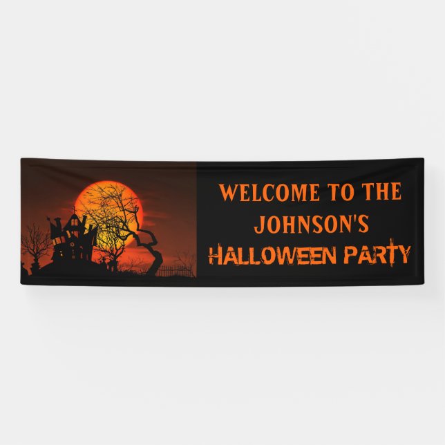 Spooky Spuk House & Full Moon Halloween-Party Banner (Horizontal)