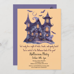 Spooky Spuk House Ghosts Bats Halloween-Party Einladung