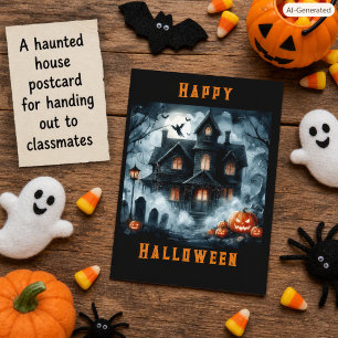 Spooky Spuk House Halloween AI Postcard Postkarte