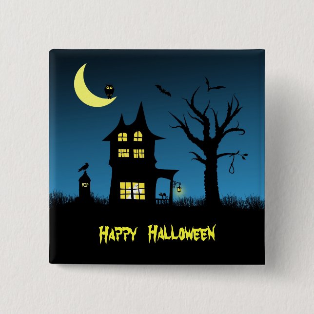 Spooky Spuk House Halloween Button (Vorderseite)
