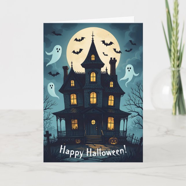 Spooky Spuk House Halloween Card Karte (Vorderseite)
