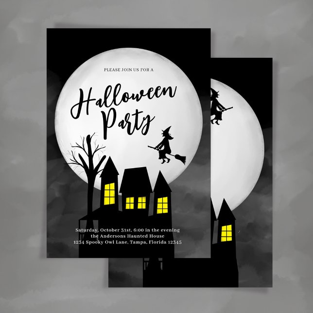 Spooky Spuk House Halloween Custom Party Einladung (Spooky Halloween Party Invitation Template)