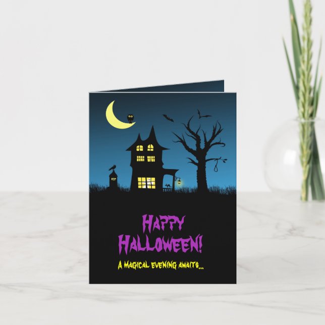 Spooky Spuk House Halloween Karte (Vorderseite)