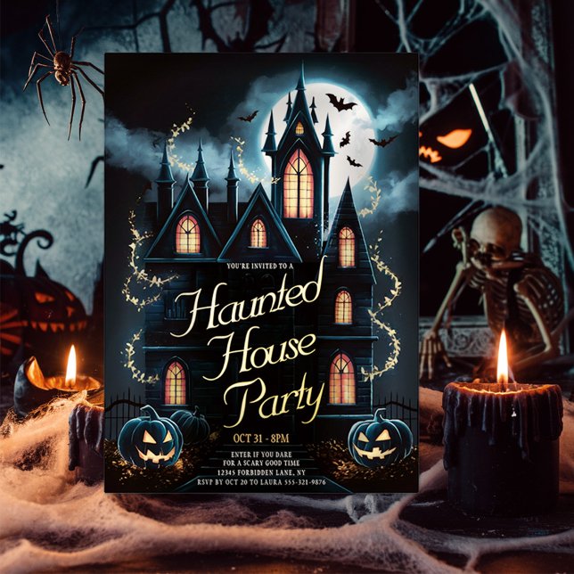 Spooky Spuk House Halloween-Party Custom Folieneinladung (Von Creator hochgeladen)