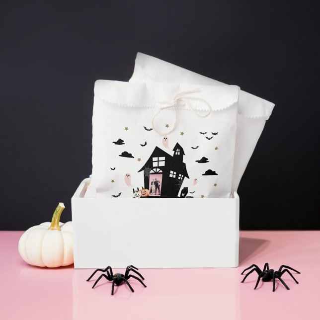 Spooky Spuk House Halloween-Party Custom Foto Geschenktütchen (Spooky Haunted House Halloween Party Custom Photo Favor Bag)