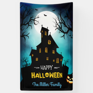 Spooky Spuk House Happy Halloween Party Banner