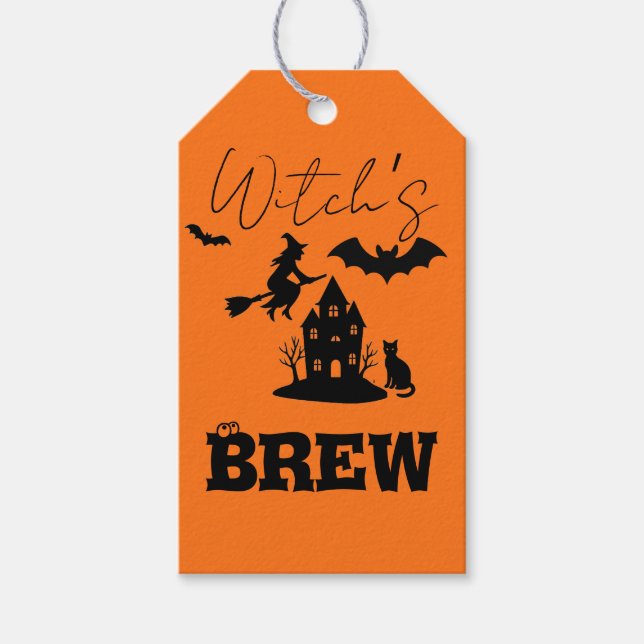 Spooky Spuk House & Hexe Silhouette | Geschenkanhänger (Vorderseite)