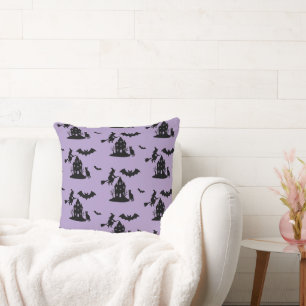 Spooky Spuk House & Hexe Silhouette   Kissen