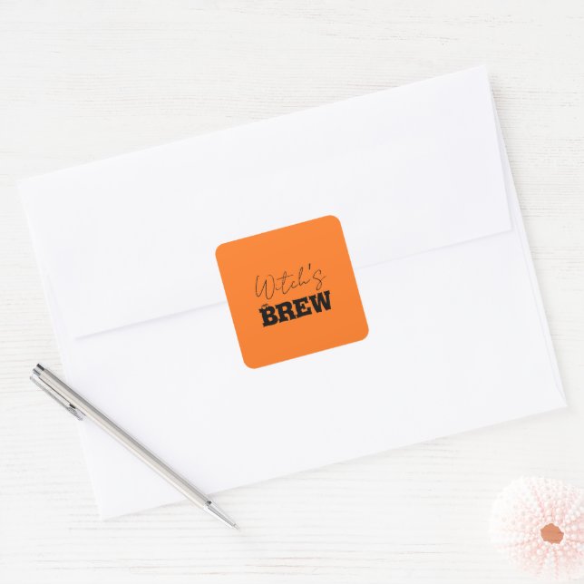 Spooky Spuk House & Hexe Silhouette | Quadratischer Aufkleber (Umschlag)