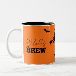 Spooky Spuk House & Hexe Silhouette Zweifarbige Tasse