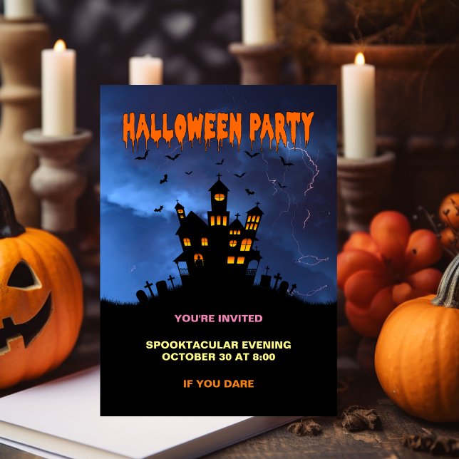 Spooky Spuk House mit Bats Storm Einladung (Von Creator hochgeladen)
