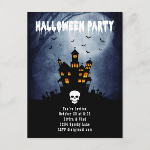 Spooky Spuk House mit Blue Ghost Postkarte