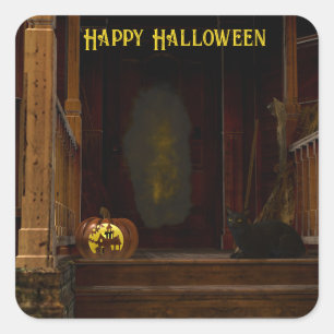 Spooky Spuk House Porch Quadratischer Aufkleber