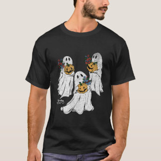 Spooky Squad Ghost Pumpkin Blume Retro Niedlich Ha T-Shirt