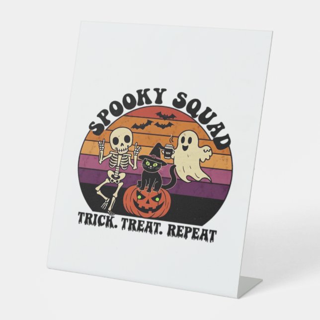 Spooky Squad Retro-Halloween-Design (Schwarzer Tex Sockelschild (Vorderseite)