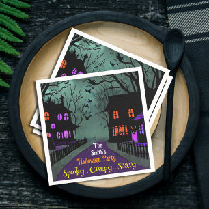 Spooky Street Custom Text Halloween Serviette