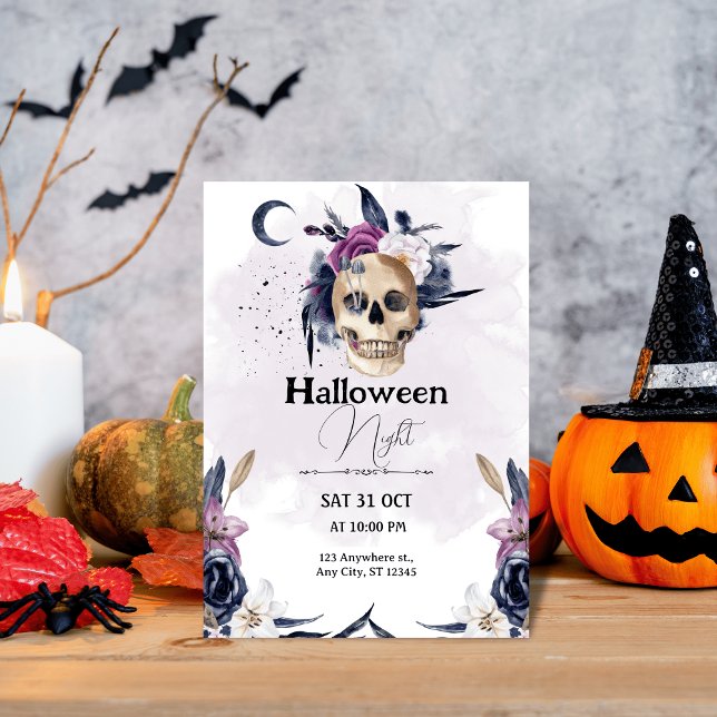 Spooky & Stylish: Violet Watercolor Halloween Einladung (Von Creator hochgeladen)