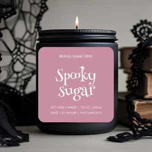 Spooky Sugar Candle Label   Custom Pink Halloween Quadratischer Aufkleber