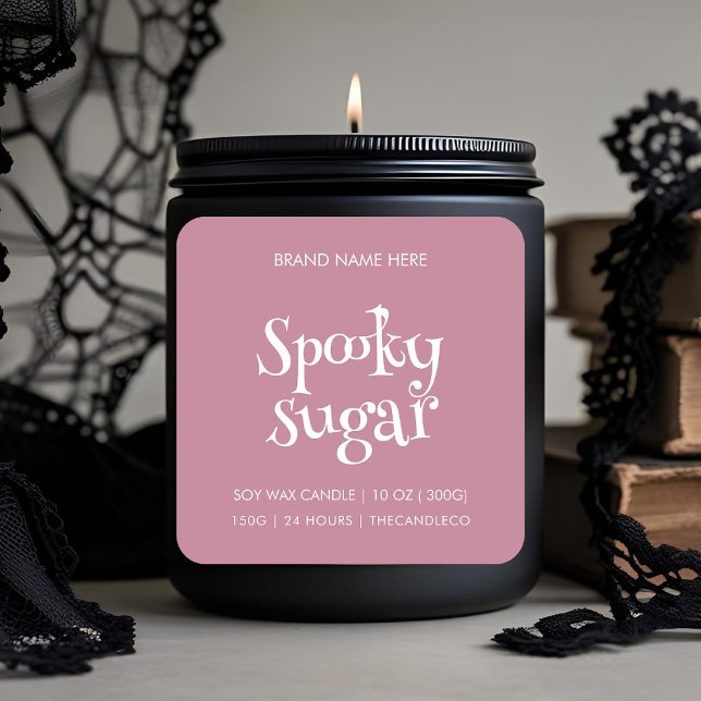 Spooky Sugar Candle Label | Custom Pink Halloween Quadratischer Aufkleber (Von Creator hochgeladen)