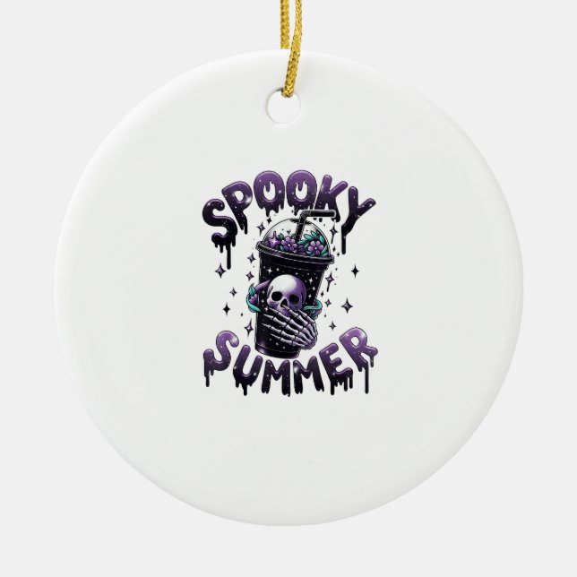 Spooky Summer Funny Meme Skeleton Kaffee Funny Sum Keramik Ornament (Vorne)